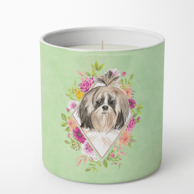 Shih Tzu 1 Green Flowers Decorative Soy Candle