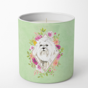 Maltese 1 Green Flowers Decorative Soy Candle