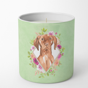Vizsla Green Flowers Decorative Soy Candle