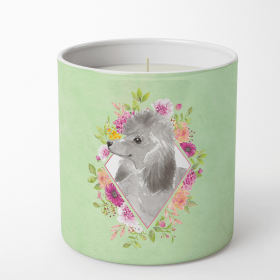 Poodle - Standard 1 - Green Flowers Decorative Soy Candle