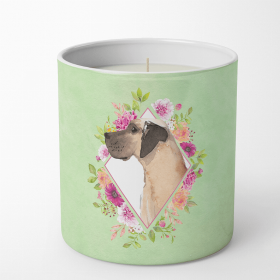 Great Dane - Fawn 1 - Green Flowers Decorative Soy Candle