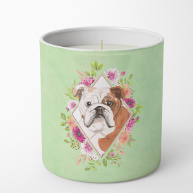 Bulldog 1 Green Flowers Decorative Soy Candle