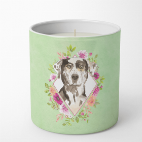 Catahoula Leopard Dog Green Flowers Decorative Soy Candle
