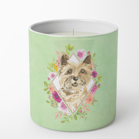 Cairn Terrier Green Flowers Decorative Soy Candle