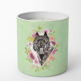 Bouvier des Flandres Green Flowers Decorative Soy Candle