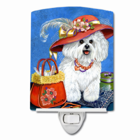 Bichon Frise Mademoiselle Ceramic Nightlight