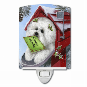 Bichon Frise Santa's List Christmas Ceramic Nightlight