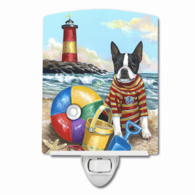 Boston Terrier Beach Baby Ceramic Nightlight