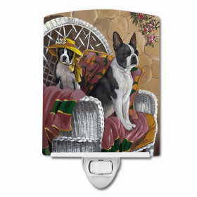 Boston Terrier Patio Gems Ceramic Nightlight