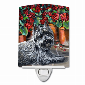 Cairn Terrier Geraniums Ceramic Nightlight