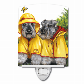 Schnauzer Rain Gear Ceramic Nightlight