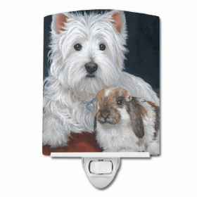 West Highland White Terrier/Westie Rabbit Harmony Ceramic Nightlight