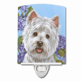 West Highland White Terrier/Westie Hydrangea Ceramic Nightlight