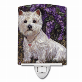 Westie Lily & Lilacs Ceramic Nightlight