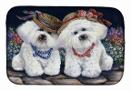 Bichon Frise Sisters Art Dish Drying Mat