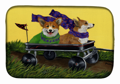 Corgi Express Art Dish Drying Mat