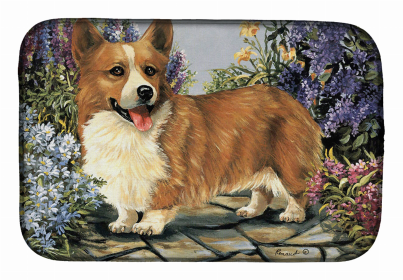 Corgi Garden Georgi Art Dish Drying Mat