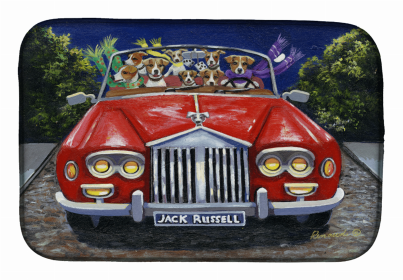 Jack Russell Terrier Evening Cruise Art Dish Drying Mat