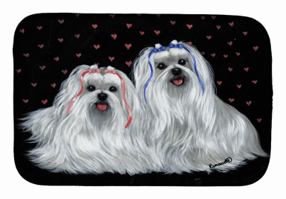 Maltese Sweethearts Art Dish Drying Mat