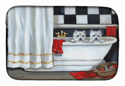 West Highland White Terrier/Westie Pour Le Bain Bathtime Art Dish Drying Mat