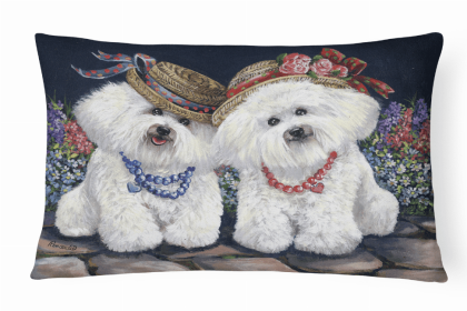 Bichon Frise Sisters - Portrait/Landscape Decorative Pillow