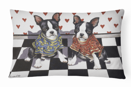 Boston Terrier Puppy Love Portrait/Landscape Decorative Pillow