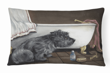 Cairn Terrier Bath Time Portrait/Landscape Decorative Pillow