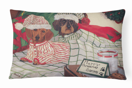 Dachshund Christmas Waiting for Santa Portrait/Landscape Decorative Pillow