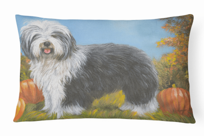 Old English Sheepdog Octoberfest Portrait/Landscape Decorative Pillow