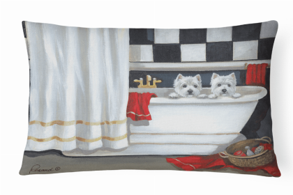 West Highland White Terrier Pour Le Bain Bathtime Portrait/Landscape Decorative Pillow