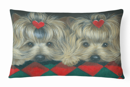 Yorkie 2 Hearts Portrait/Landscape Decorative Pillow