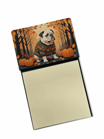 English Bulldog - White - Fall Sticky Note Holder