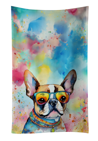Boston Terrier 4 Hippie Dawg Kitchen Towel