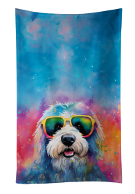 Old English Sheepdog 3 Hippie Dawg Kitchen Towel