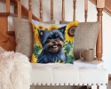 Affenpinscher 6000 In Sunflowers Throw Pillow