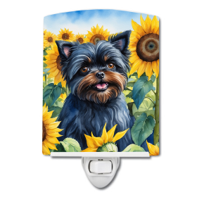 Affenpinscher 6000 In Sunflowers Ceramic Night Light