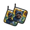 Affenpinscher 6000 In Sunflowers Pair of Potholders