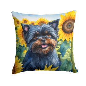 Affenpinscher 6000 In Sunflowers Throw Pillow