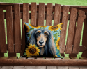 Afghan Hound 6001 In Sunflowers Throw Pillow