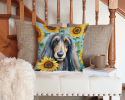 Afghan Hound 6001 In Sunflowers Throw Pillow
