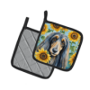 Afghan Hound 6001 In Sunflowers Pair of Potholders