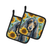 Afghan Hound 6001 In Sunflowers Pair of Potholders