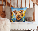 Airedale Terrier 6002 In Sunflowers Throw Pillow