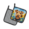 Airedale Terrier 6002 In Sunflowers Pair of Potholders