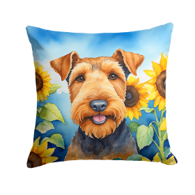 Airedale Terrier 6002 In Sunflowers Throw Pillow