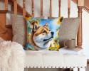 Akita 6003 In Sunflowers Throw Pillow