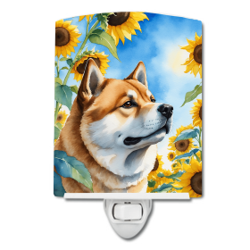 Akita 6003 In Sunflowers Ceramic Night Light