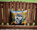 Alaskan Klee Kai 6004 In Sunflowers Throw Pillow