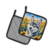 Alaskan Klee Kai 6004 In Sunflowers Pair of Potholders