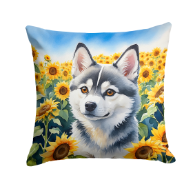 Alaskan Klee Kai 6004 In Sunflowers Throw Pillow